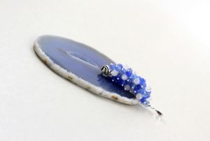 chileart biżuteria agat niebieski plaster jadeity srebro wisior grono kiść